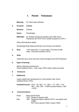 1. Parish: Felixstowe