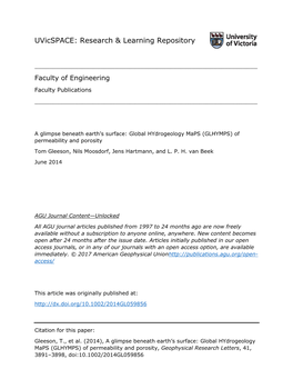 Global Hydrogeology Maps (GLHYMPS) of Permeability and Porosity