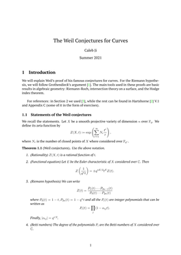 The Weil Conjectures for Curves