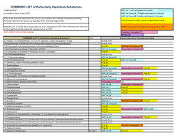 COMBINED LIST of Particularly Hazardous Substances