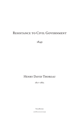 Resistance to Civil Government