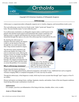 Arthroscopy - Orthoinfo - AAOS 6/10/12 3:40 PM