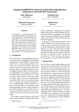 Adapting MARBERT for Improved Arabic Dialect Identification