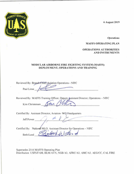 USFS MAFFS Operating Plan