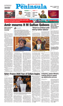 Amir Mourns H M Sultan Qaboos