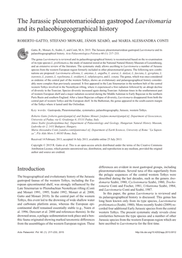 The Jurassic Pleurotomarioidean Gastropod Laevitomaria and Its Palaeobiogeographical History