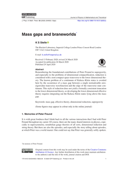 Mass Gaps and Braneworlds∗