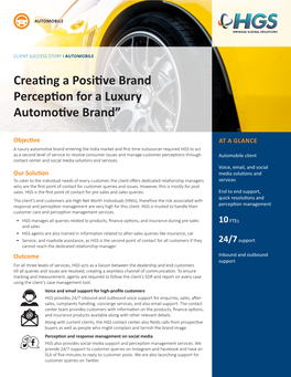 Creating a Positive Brand Perception for a Luxury Automotive Brand” `