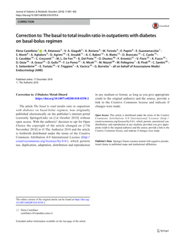 The Basal to Total Insulin Ratio in Outpatients with Diabetes on Basal-Bolus Regimen
