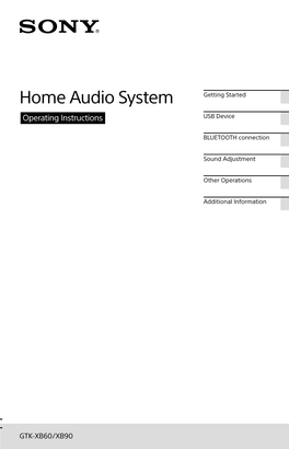 Home Audio System Getting Started Operating Instructions USB Device