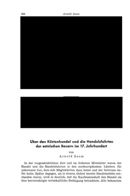 Über Den Küstenhandel Und Die Handelsfahrten Der Estnischen Bauern Im 17