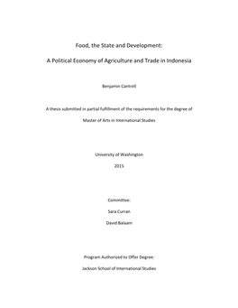 A Political Economy of Agriculture and Trade in Indonesia