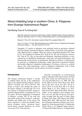 Wood-Inhabiting Fungi in Southern China. 6. Polypores from Guangxi Autonomous Region
