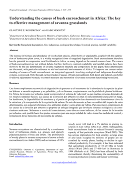 Understanding the Causes of Bush Encroachment in Africa: the Key to Effective Management of Savanna Grasslands