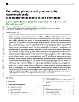 Controlling Phonons and Photons at the Wavelength-Scale: Silicon Photonics Meets Silicon Phononics