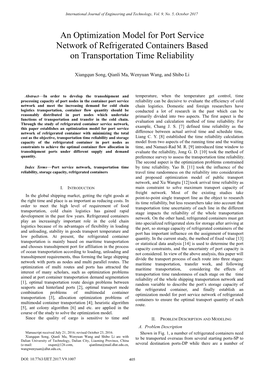 An Optimization Model for Port Service Network of Refrigerated Containers Based on Transportation Time Reliability