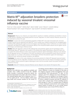 Matrix-M™ Adjuvation Broadens Protection Induced by Seasonal Trivalent Virosomal Influenza Vaccine