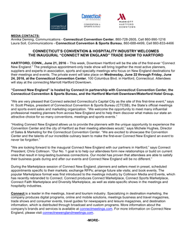 Connecticut's Convention & Hospitality Industry Welcomes the Inaugural “Connect New England” Tr