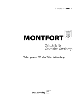 MONTFORT Zeitschrift Für Geschichte Vorarlbergs