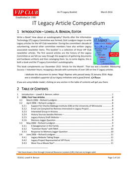 IT Legacy Article Compendium