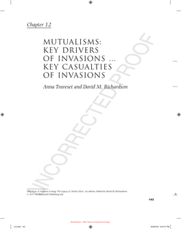 Mutualisms: Key Drivers of Invasions … Key Casualties of Invasions Anna Traveset and David M