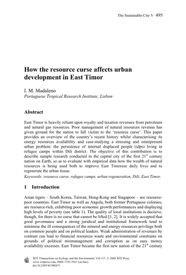 How the Resource Curse Affects Urban Development in East Timor