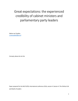 Great Expectations: the Experienced Credibility of Cabinet Ministers and Parliamentary Party Leaders