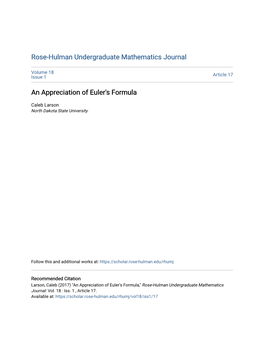 An Appreciation of Euler's Formula