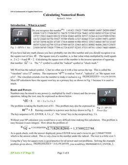 Calculating Numerical Roots = = 1.37480222744