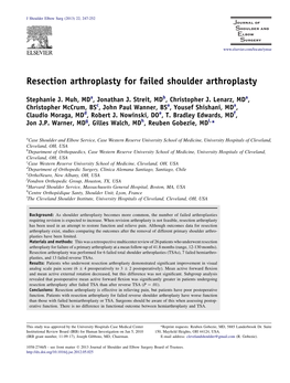 Resection Arthroplasty for Failed Shoulder Arthroplasty