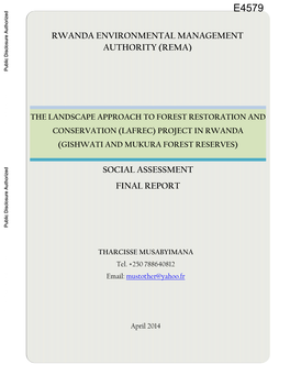 RWANDA ENVIRONMENTAL MANAGEMENT AUTHORITY (REMA) Public Disclosure Authorized