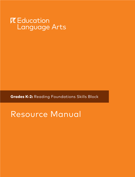 Resource Manual EL Education Language Arts Curriculum