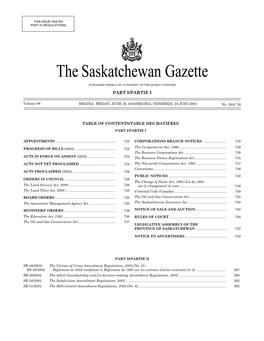 The Saskatchewan Gazette, June 28, 2002 721