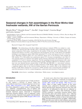 Seasonal Changes in Fish Assemblages in the River Minho