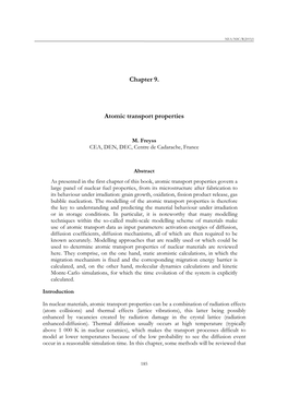 Chapter 9. Atomic Transport Properties