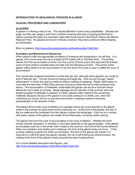 Introduction to Geological Process in Illinois Glacial