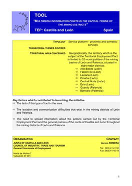 MULTIMEDIA INFORMATION POINTS in the CAPITAL TOWNS of the MINING DISTRICTS" TEP: Castilla and León Spain