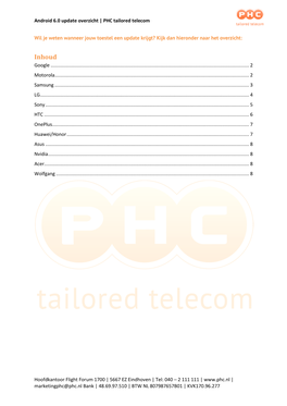 Android 6.0 Update Overzicht | PHC Tailored Telecom