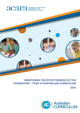 Monitoring the Effectiveness of the Foundation – Year 10 Australian Curriculum 2019