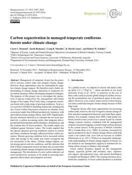 Carbon Sequestration in Managed Temperate Coniferous Forests Under Climate Change