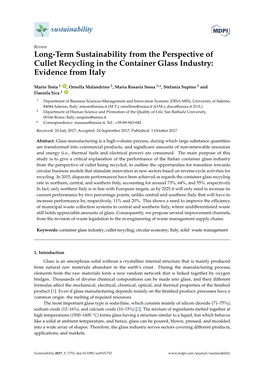 Long-Term Sustainability from the Perspective of Cullet Recycling in the Container Glass Industry: Evidence from Italy