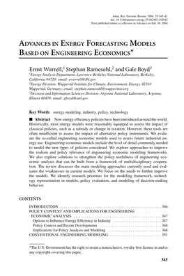 Advances in Energy Forecasting Models Based on Engineering