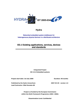Contract No. IST 2005-034891 Hydra