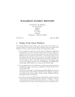 Waldron Family History