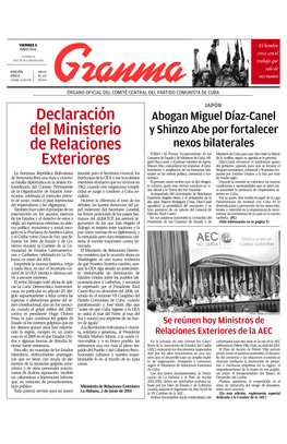 Declaración Del Ministerio De Relaciones Exteriores