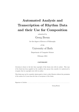 Automated Analysis and Transcription of Rhythm Data and Their Use for Composition
