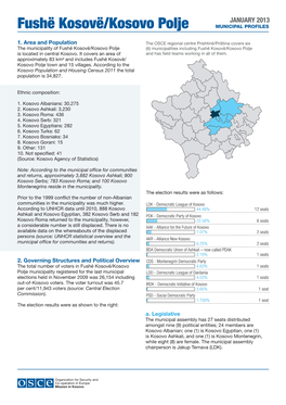 Fushë Kosovë/Kosovo Polje MUNICIPAL PROFILES