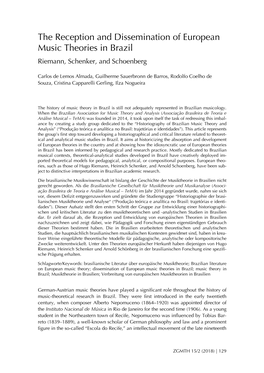 The Reception and Dissemination of European Music Theories in Brazil Riemann, Schenker, and Schoenberg