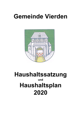 2020 Gemeinde Vierden Haushaltssatzung Haushaltsplan