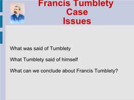 Francis Tumblety Case Issues